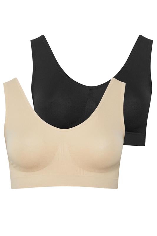  YOURSET 2 PACK Curve Black & Nude Seamless Non-Padded Non-Wired Bras