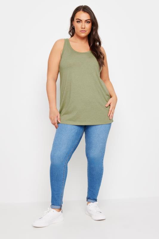 YOURS Plus Size Sage Green Core Vest Top | Yours Clothing 2