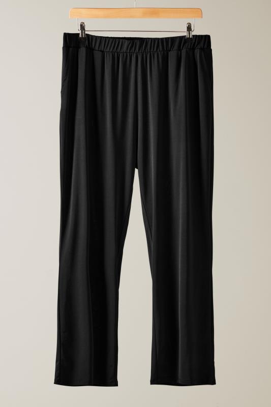 EVANS Plus Size Black Wide Leg Jersey Trousers | Evans 5