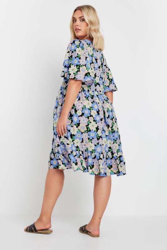 YOURS Plus Size Purple Floral Print Smock Dress | Yours Clothing 4