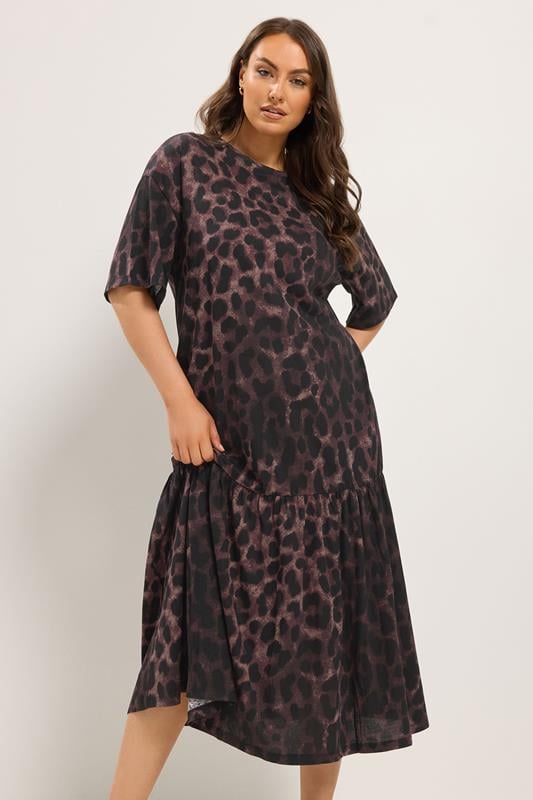  YOURS Curve Brown Leopard Print Drop Waist Maxi Dress