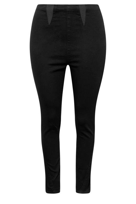 Plus Size Black Elasticated Insert Shaper Stretch Jeggings | Yours Clothing 5