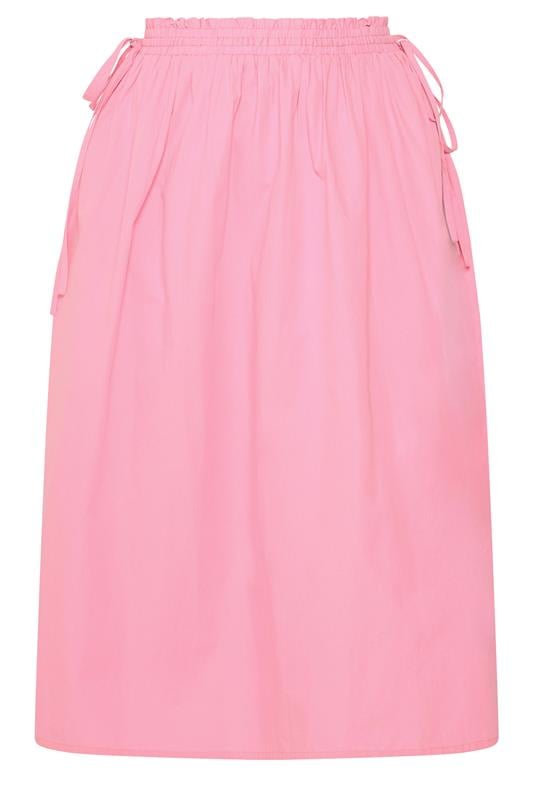 YOURS Plus Size Pink Poplin Midi Skirt | Yours Clothing 5