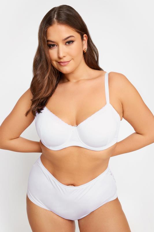 YOURS Plus Size White Lace Trim Padded T-Shirt Bra | Yours Clothing 2