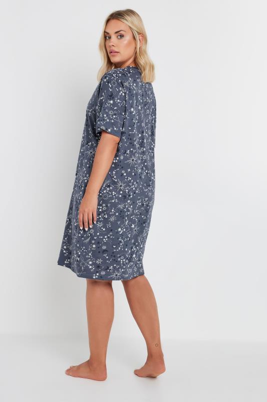 YOURS Plus Size Blue Celestial Print Sleep Tee Nightdress | Yours Clothing 3