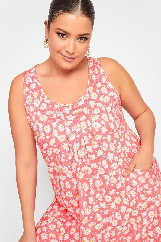YOURS Plus Size Curve Light Pink Daisy Print Pocket Smock Dress | Yours Clothing  4