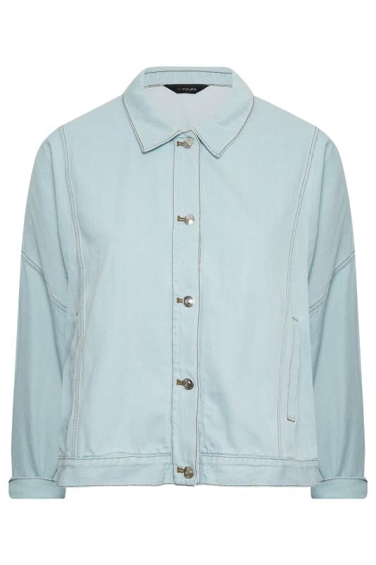 YOURS Curve Plus Size Light Blue Oversized Denim Jacket | Yours Clothing  8