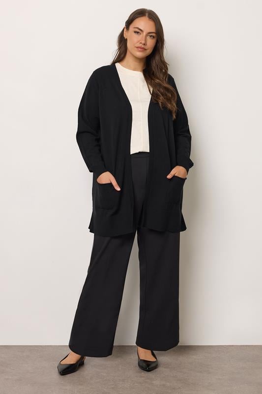 EVANS Plus Size Black Premium Pocket Front Cardigan | Evans  2