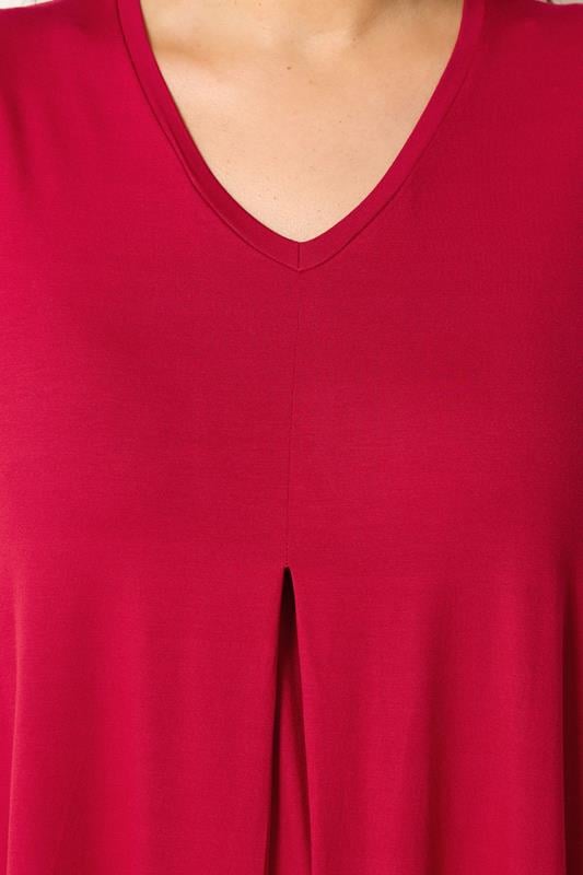 YOURS Plus Size Red Pleat Front Vest Top | Yours Clothing 4