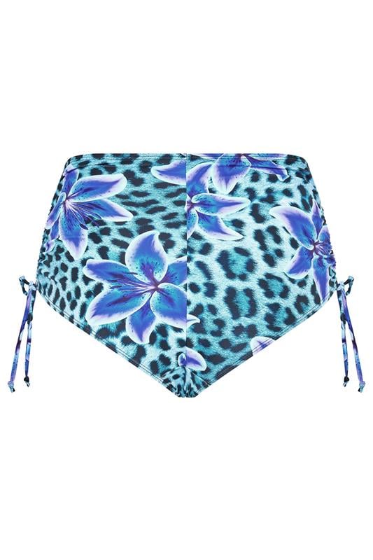 YOURS Plus Size Blue Animal High Waist Tummy Control Bikini Briefs | Yours Clothing 6