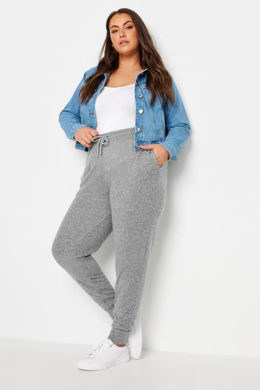 YOURS Plus Size Grey Soft Touch Joggers | Yours Clothing  2
