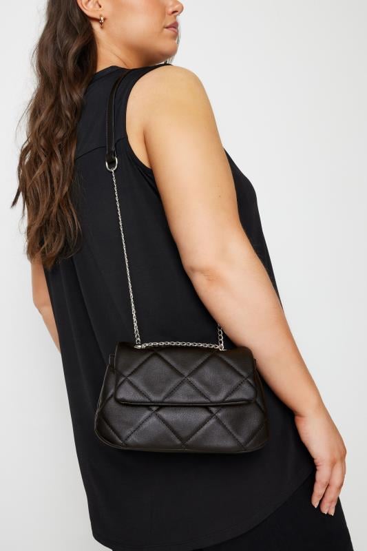 Black Quilted Detail Cross Body Bag | Yours Clothing 1