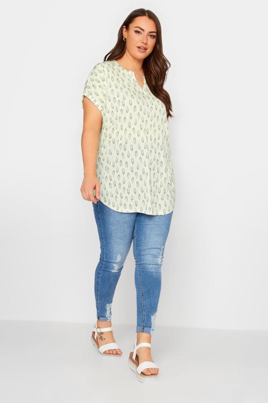 YOURS Curve Plus Size White Animal Print V-Neck Blouse | Yours Clothing  2