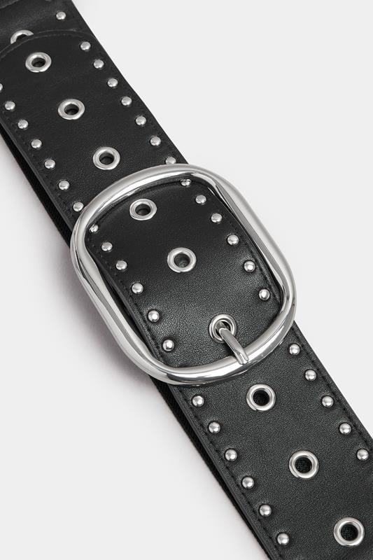 Black Wide Eyelet Stretch Belt | Yours Clothing 2