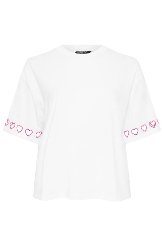 LIMITED COLLECTION Plus Size White Heart Cut Out Sleeve T-Shirt | Yours Clothing  6
