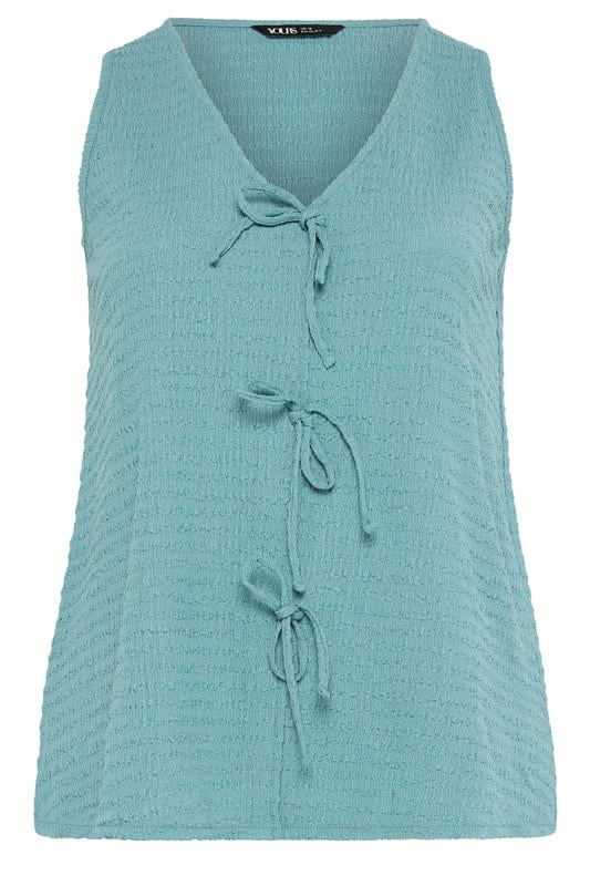 YOURS Plus Size Light Blue Textured Bow Waistcoat | Yours Clothing 5