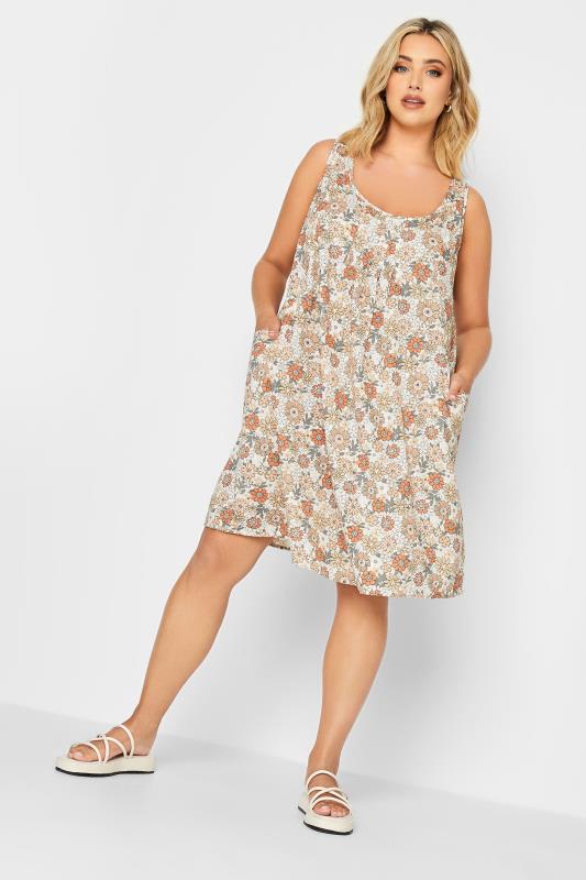 YOURS Plus Size Orange Floral Print Pocket Dress | Yours Clothing 2