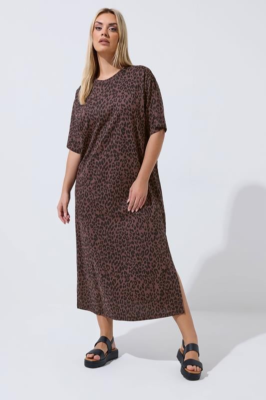  LIMITED COLLECTION Curve Chocolate Brown Leopard Maxi Dress