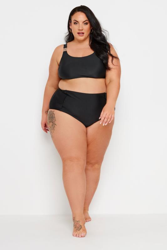 YOURS Plus Size Black Chain Detail Bikini Top | Yours Clothing 2