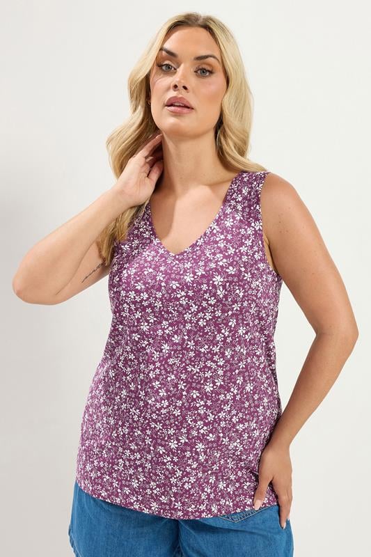  YOURS Curve Purple Floral Vest Top