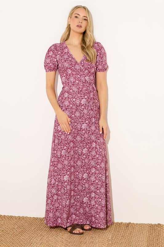  LTS Tall Red Paisley Wrap Maxi Dress