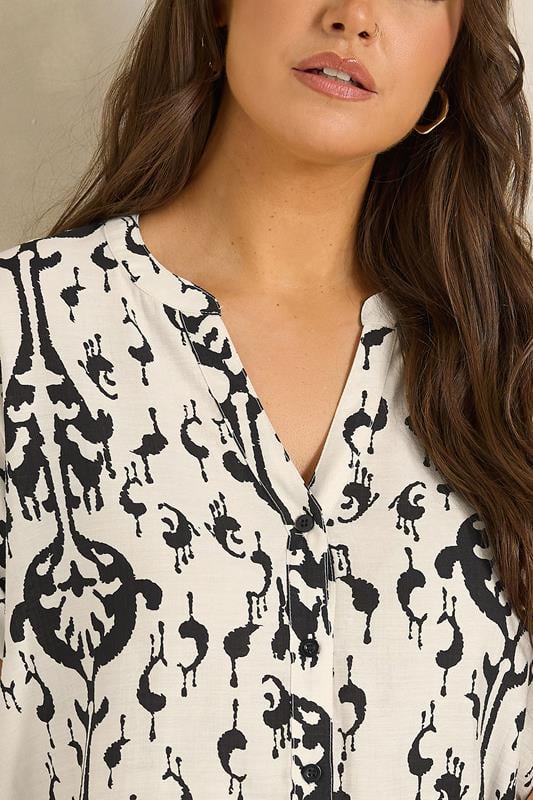 EVANS Plus Size White Abstract Print Short Sleeve Blouse | Evans 5