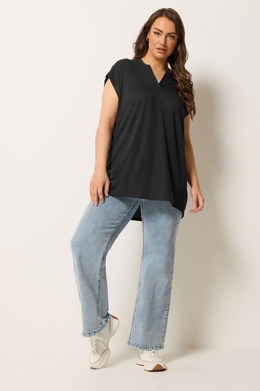 YOURS Curve Black Notch Neck T-Shirt