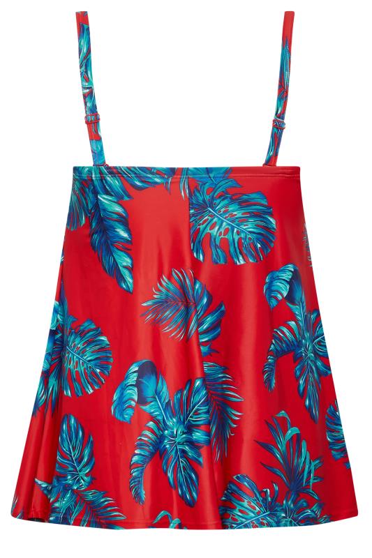 YOURS Curve Plus Size Red Palm Leaf Tankini Top | Yours Clothing  9