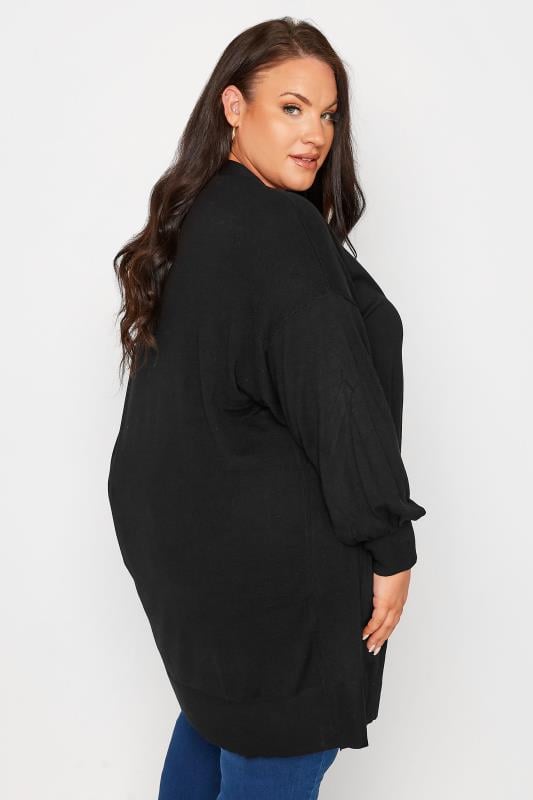 Plus Size Curve Black Balloon Sleeve Fine Knit Cardigan | Yours Clothing 10