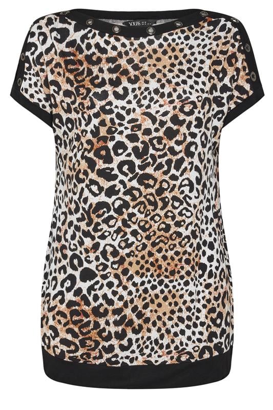 YOURS Plus Size Black Leopard Print Eyelet Top | Yours Clothing 5