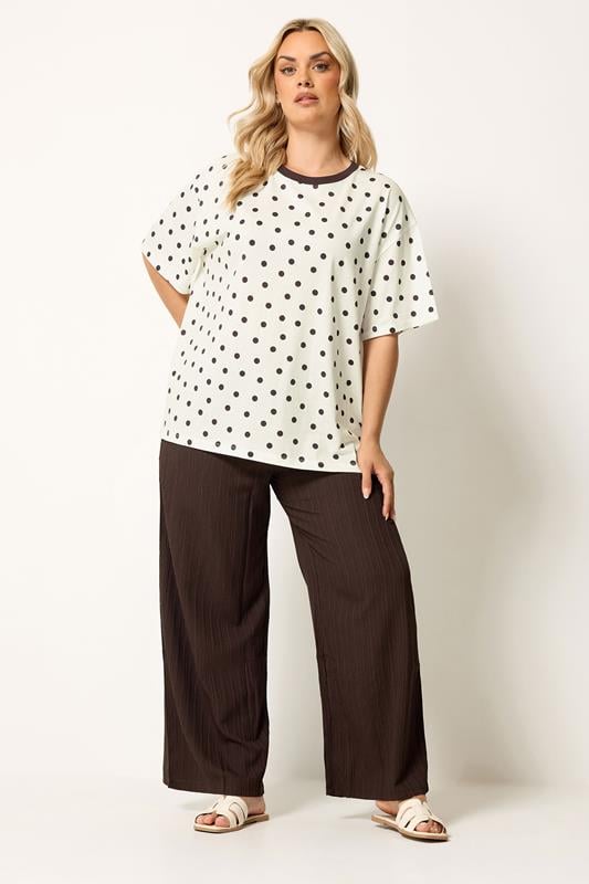 YOURS Plus Size White Spot Oversized T-Shirt | Yours Clothing 1
