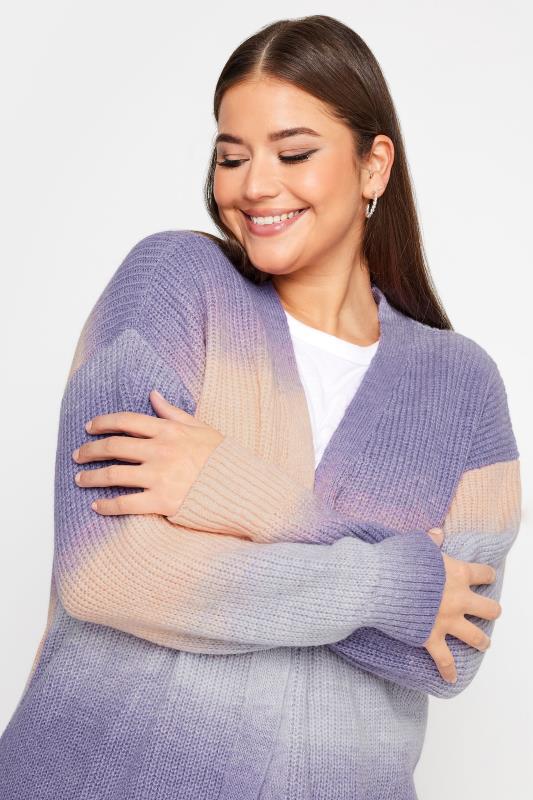 YOURS Curve Purple Ombre Stripe Print Knitted Cardigan | Yours Clothing 4