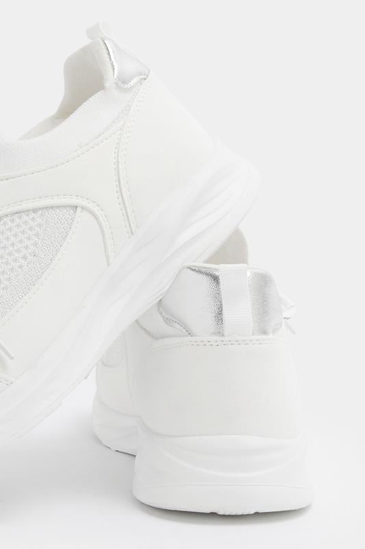 White Knitted Trainers In Extra Wide EEE Fit | Yours Clothing 4