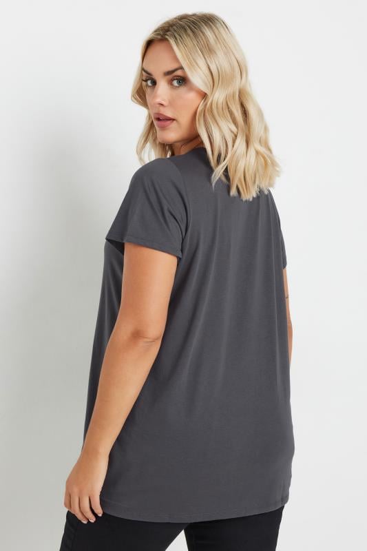 YOURS Plus Size Charcoal Grey Essential T-Shirt | Yours Clothing 3