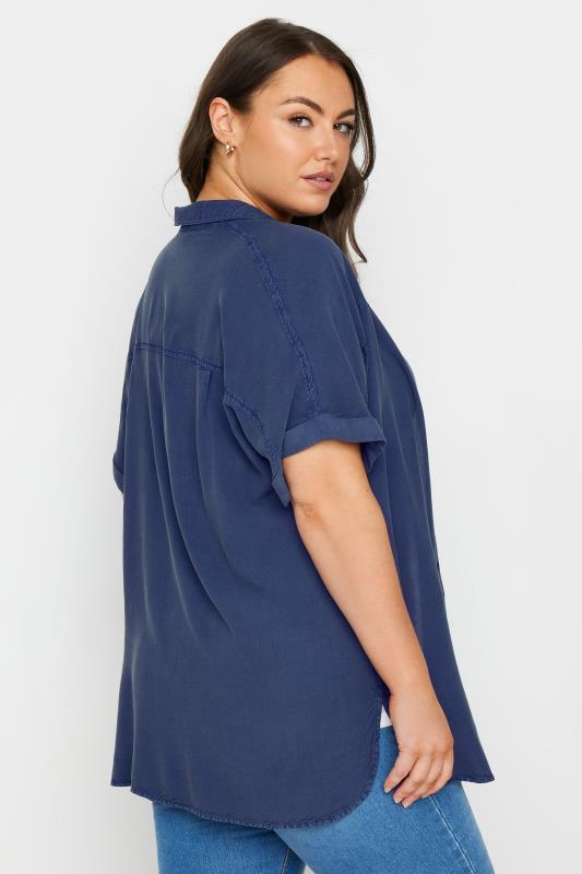 YOURS Plus Size Indigo Blue Chambray Shirt | Yours Clothing 4