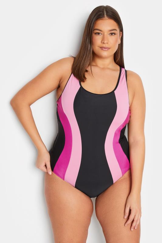 LTS Tall Women's Pink Contrast Active Swimsuit | Long Tall Sally 2