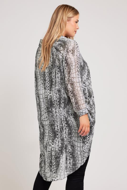 YOURS LONDON Plus Size Grey Snake Print Longline Batwing Sleeve Shirt | Yours Curve 3