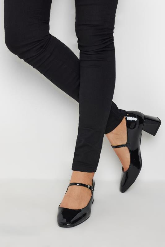 Tall  LTS Black Patent Mary Jane Heels In Standard Fit