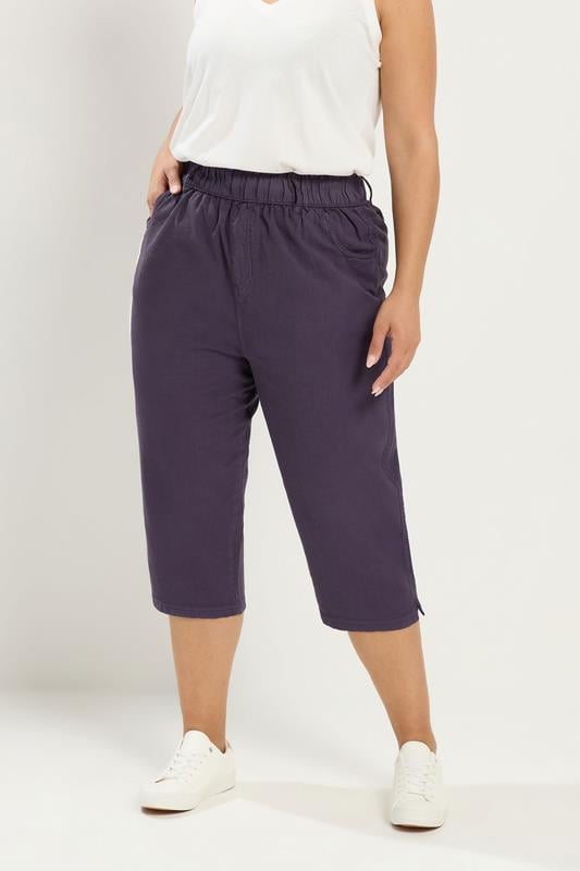  YOURS Curve Purple Cropped Trousers