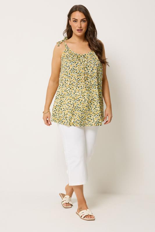 YOURS Plus Size Yellow Lemon Cami Vest Top | Yours Clothing 1