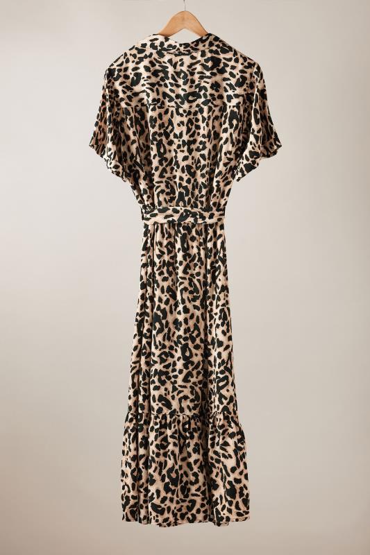 EVANS Plus Size Brown Leopard Print Midi Shirt Dress | Evans 6