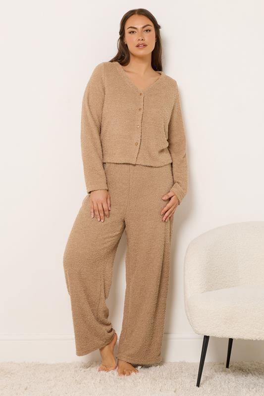 YOURS Plus Size Camel Brown Chenille Cardigan | Yours Clothing 2