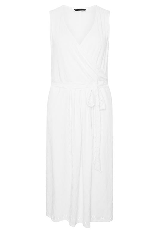 EVANS Plus Size White Broderie Wrap Midi Dress | Evans 5