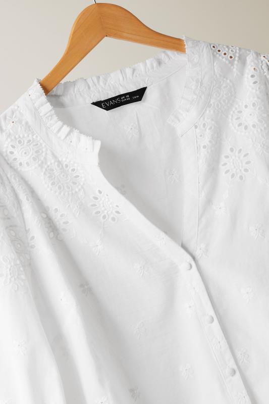 EVANS Plus Size White Broderie Cotton Blouse | Evans 7