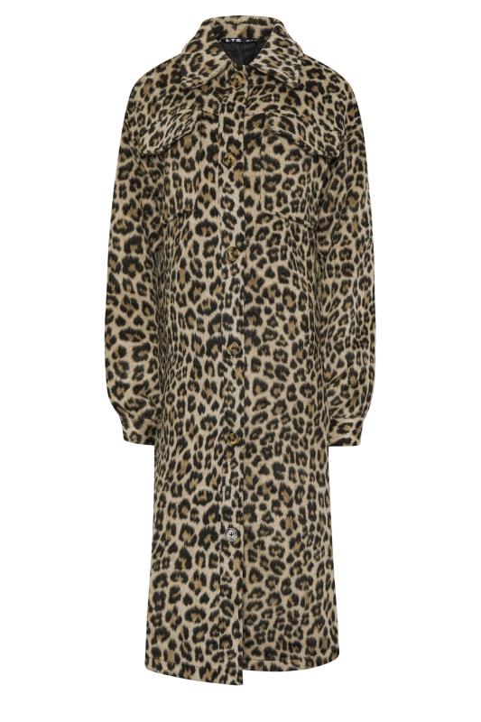 LTS Tall Beige Brown Leopard Print Longline Shacket | Long Tall Sally 6