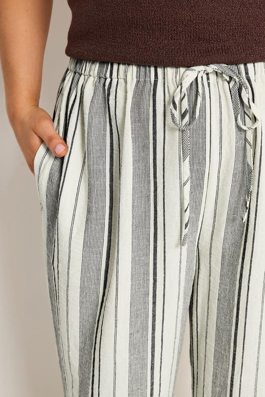 YOURS Plus Size Natural Brown Stripe Linen Look Trousers | Yours Clothing 5