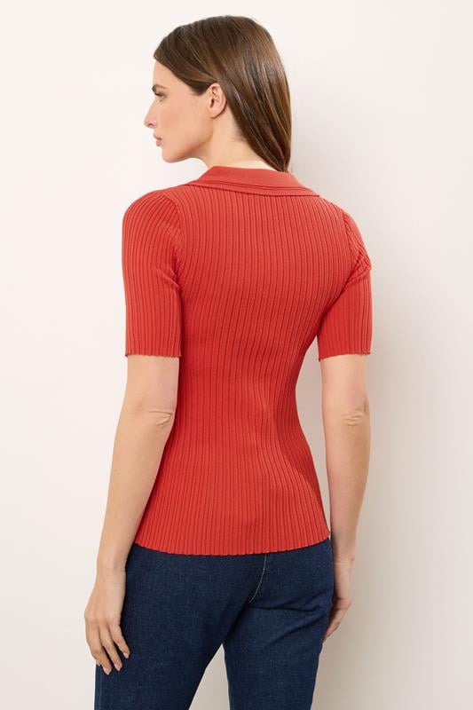 STAR Coral Orange Knitted Pocket Collar Top | StarByJM 3