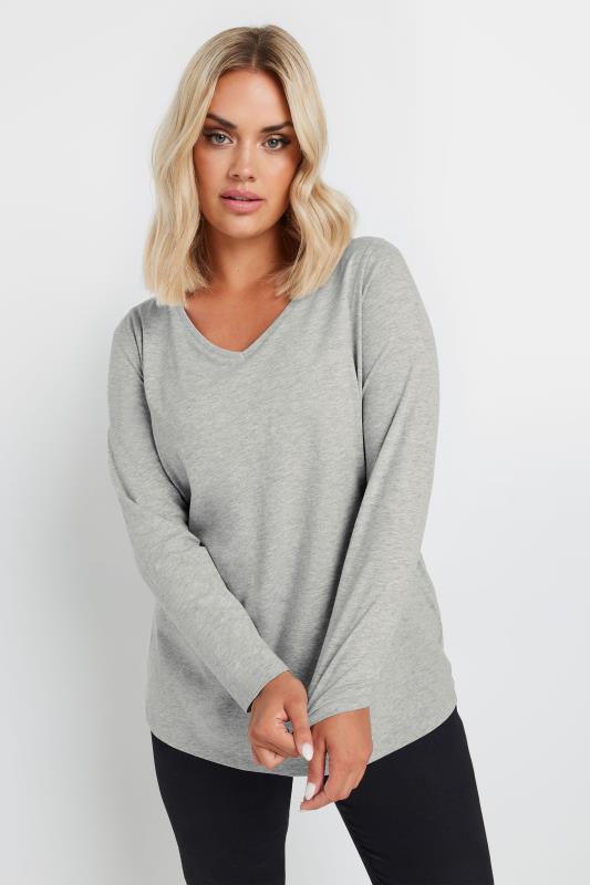 YOURS Plus Size Grey Core Long Sleeve T-Shirt | Yours Clothing 1