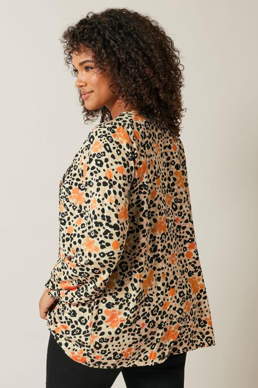 EVANS Plus Size Natural Brown Leopard Print Pintuck Blouse | Evans  4