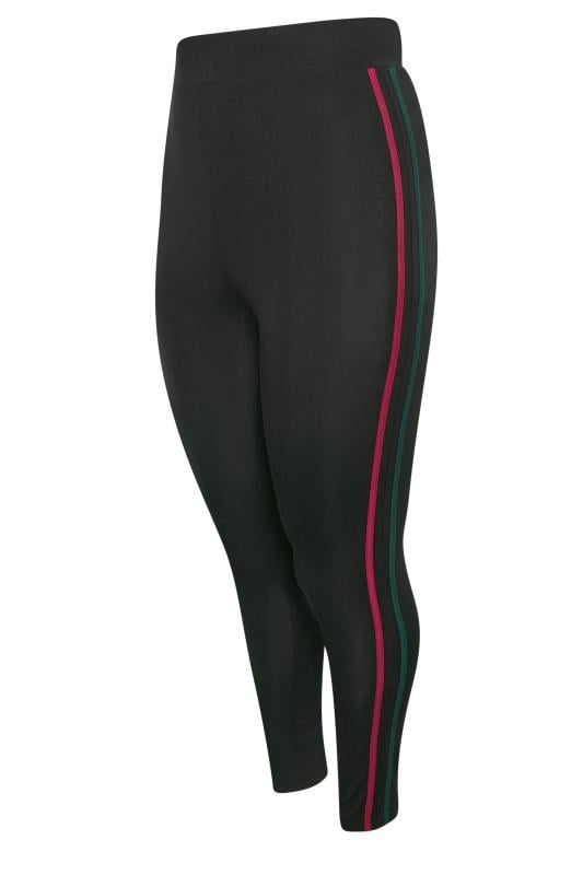 YOURS ACTIVE Plus Size Black Side Stripe Stretch Leggings | Yours Clothing 6